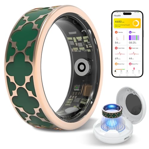 Sqrutri Smart Health Ring for Women & Men,Fitness Tracker Ring,with Heart Rate,Sleep,Blood Oxygen, BloodPressure,HRV & Cycles,IP68 Waterproof,iOS/Android, No Subscription.(Green,9)