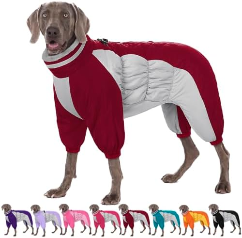AOFITEE Hundemantel Große Hunde mit Beinen Hundeoverall Winter Hundejacke | Wasserdicht Gefütterter Winteroverall für Hunde mit Geschirr, Wintermantel Hund Mantel für Französische