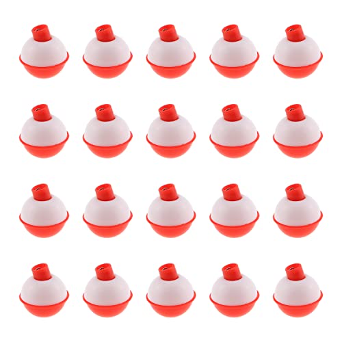 DGZZI 20-teiliges Angel-Bobber-Set, 2,5 cm, Rot/Weiß, Angel-Schwimmer, Bobber, Druckknopf, runde Bojen, Schwimmer, Angelzubehör Cover