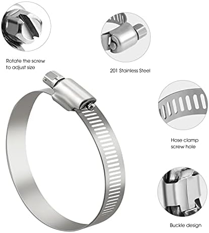 80 Pcs Hose Clips Adjustable, Stainless Steel Jubilee Clips Assortment 10 Size 8-83mm for Securing Hose Connections