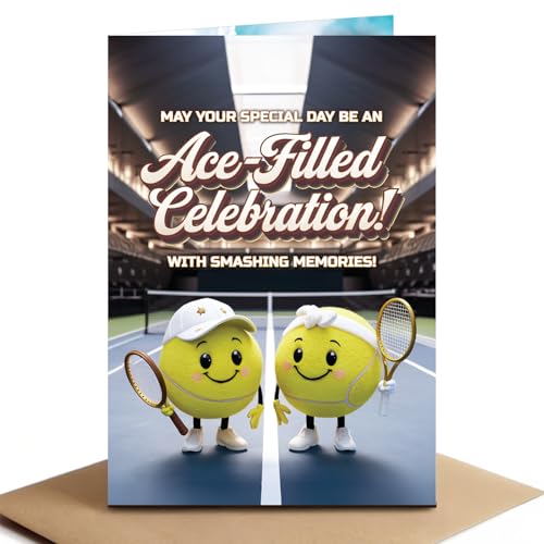 Raojozen Funny Tennis Birthday Card for Husband Wife Boyfriend Girlfriend Him Her - Romantic Sports Lover Surprise 5x7 in