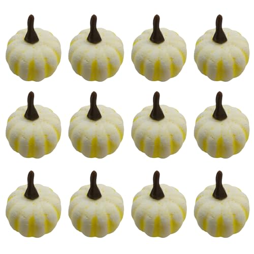 YUELER 12 calabazas artificiales blancas realistas de espumas vegetales para Halloween, Acción de Gracias, boda, decoración de fiesta