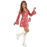 Morph Disfraz Hippie Mujer, Traje Retro Fiesta Disco Años 70 y 60, Vestido de Época para Carnaval y Fiestas, XL