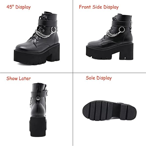 Punk platform voor dames laarzen modeketens fietser laarzen varen dikke hiel goth motorfiets enkelschoenjes
