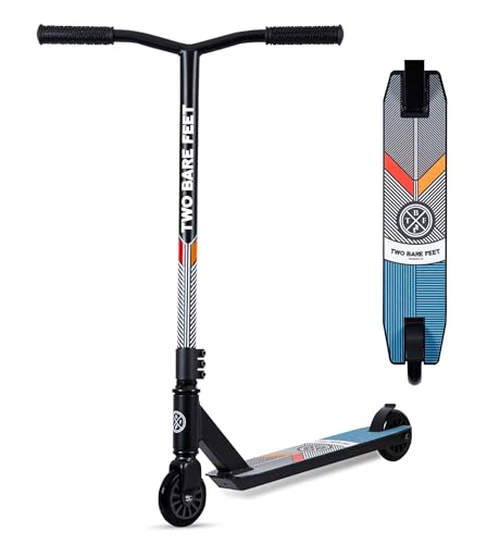 Two Bare Feet Stunt Scooter for Kids & Teens – Lightweight Pro Freestyle Scooter with 360° Spin Alloy Deck, ABEC-9 Bearings & High-Grip Wheels for Tricks & Jumps (Aztec Black)