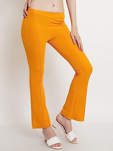 Image of POPWINGS Casual Solid Regular Fit Solid Trouser for Women || Pull On Trouser for Women || Semi-Formal Work Women Trouser for Summer || Stylish Western Trouser