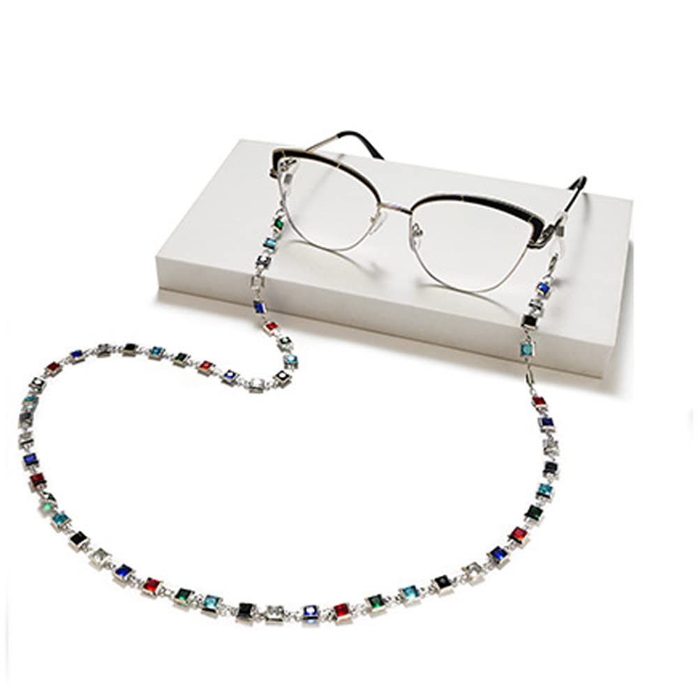Schlichte, vielseitige Brillenketten, Stilvolle Brillenkette, Metall-Brillenband, farbige Diamanten, Brillen-Haltekette for Damen