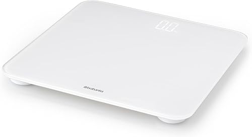 Brabantia Renew Báscula de pesaje digital para baño (blanco) Básculas de peso corporal personal alimentadas por batería con pantalla LED