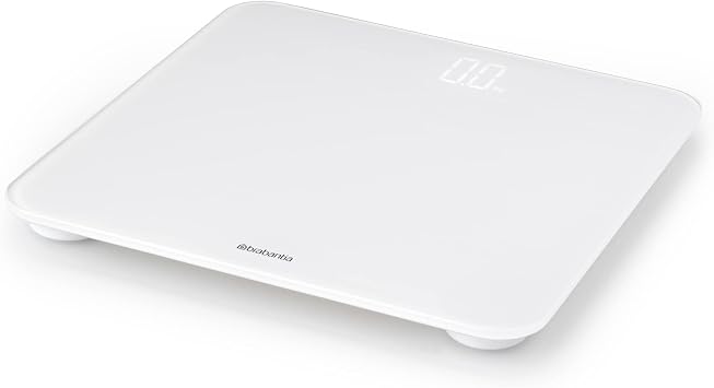 Brabantia Renew Digital Bathroom Weighing Scales White Battery-Powered Personal Body Weight Scales with Backlit LED Display