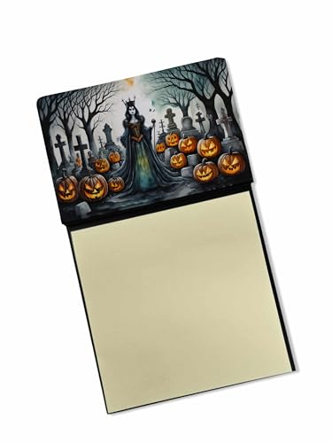 Caroline's Treasures Evil Queen Spooky Halloween Sticky Note Holder Refillable Dispenser Self-Sticky Note Pads, Memo Pads Blank Desk Accessories