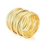 VNOX Cocktail Gold Rings for Women 丨 14k Gold Plated Stainless Steel Chunky Statement Rings Twisted Braided Ring Stackable Rings Chunky Signet Ring for Womens Jewelry Trendy,Size 8