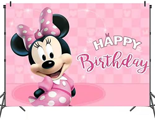 Minnie Mouse Backdrop Minnie Photography 150*100cm 1st Birthday Background Princess Girls Hot Pink Decoration for Kids Baby Shower Party Supplies Banner Studio Props