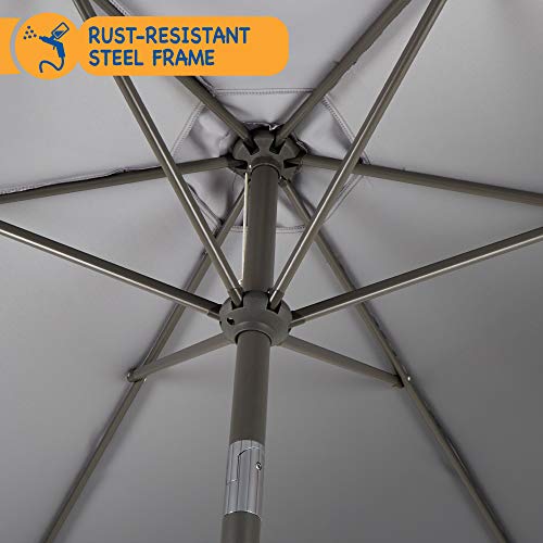 Sunmer 2.7M Garden Parasol - Sun Shading Umbrella With Easy Crank Lift & Tilt Mechanism - Uv 30+ Water Repellent 180G/M² Polyester - Heavy Duty ø 38Mm Steel Pole - Large Patio Shade - Grey - 3