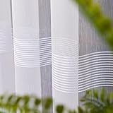 Gardinen Vorhangen Weiß Jacquard 300x250 cm (BxH) Andromeda Fertige Scheibengardine Aus Markisette Mit Kräuselband Transparente Fensterdekoration Mit Bleiband Moderne Gardine