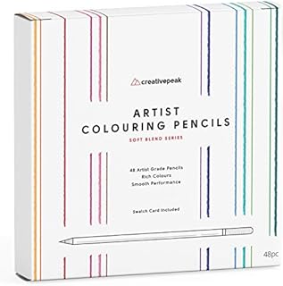 Creativepeak Professional Colouring Pencils - 48 Vibrant Colours & Swatch Card - Quality Art Supplies Featuring Soft Wax Cores - Perfect for Adult Coloring, Sketching & Drawing