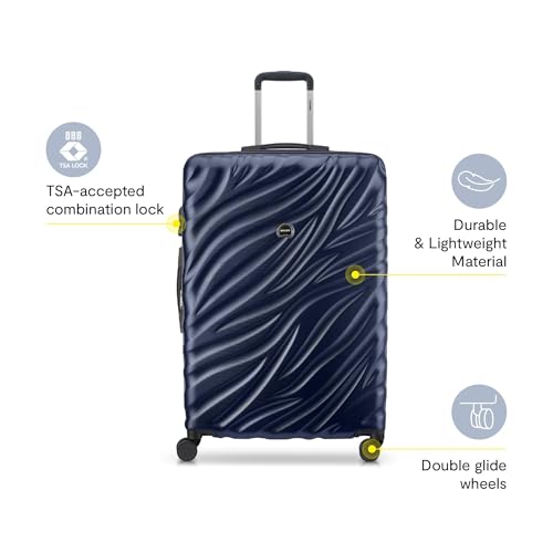 DELSEY PARIS Alexis Durable Hardside Luggage, Expandable Lightweight 4-Wheel Spinner, Easy Grip Telescoping Handle for Smooth Mobility, TSA-Lock Incorporated, Men and Women, Navy, Check-In 25-Inch
