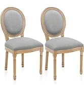 Furniliving French Country Dining Chairs Set of 2, Upholstered Dining Room Chairs with Round Back...