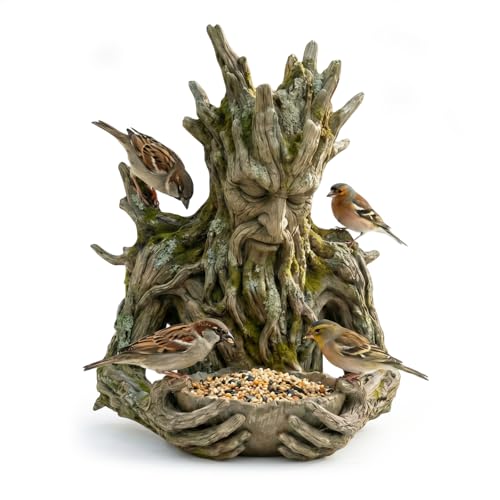 The Quiet Offering A Tree-Integrated Bird Feeding Sculpture, Outdoor Millennial Ancient Tree Bird Feeder, with Hidden Keyhole Hanger,Tree Faces Decor,Yard