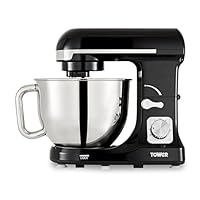 Tower T12033 3-in-1 5L Stand Mixer with 6 Speeds and Pulse Setting, 1000W, Black