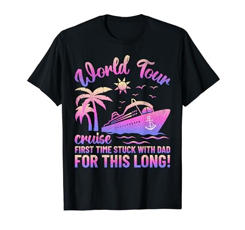 World Cruise Divertido papá primerizo cruzando pareja familiar Camiseta