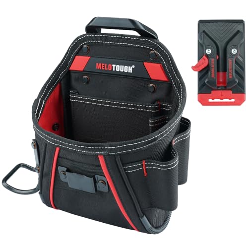 Image of MELOTOUGH Small Electrician Tool Pouch Nail Screw Work Pocuh Tool Belt Pouch with Belt Clip Attachment Tradesman Tool Bag Pouch with Hammer Loop Electrician Tool Holster