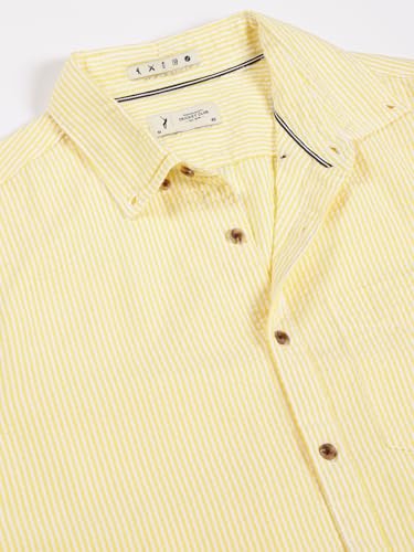 Image of Thomas Scott Men's | Slim Fit | Striped Design | Button-Down Collar | 100% Cotton Casual Shirt for Mens