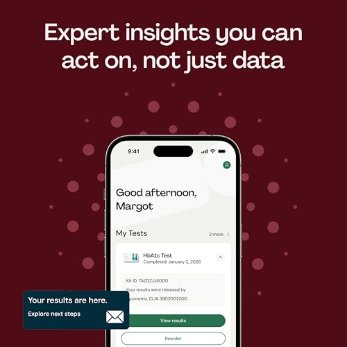 Image of Everlywell At-Home HbA1c Lab Test for Women and Men, Measures Hemoglobin A1c for Accurate Results from CLIA-Certified Labs Within Days, for Ages 18 Plus