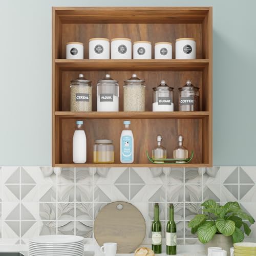 Image of VIKI Furniture |Buffet Modular Kitchen Wall Cabinet - Two Door Cabinet | Space Saving Rack for Spices | DIY Home Storage Cupboard (Brussel Walnut - 30D x 80W x 80H cm) | 1 Year Warranty