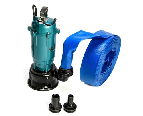 Heavy Duty Flood Sewage Water Pond Drain Septic Sump Cesspool Grinding Pump with Float Switch 10m, 20m, 30m or 50m Blue (Pump with Float Switch 30m Blue)