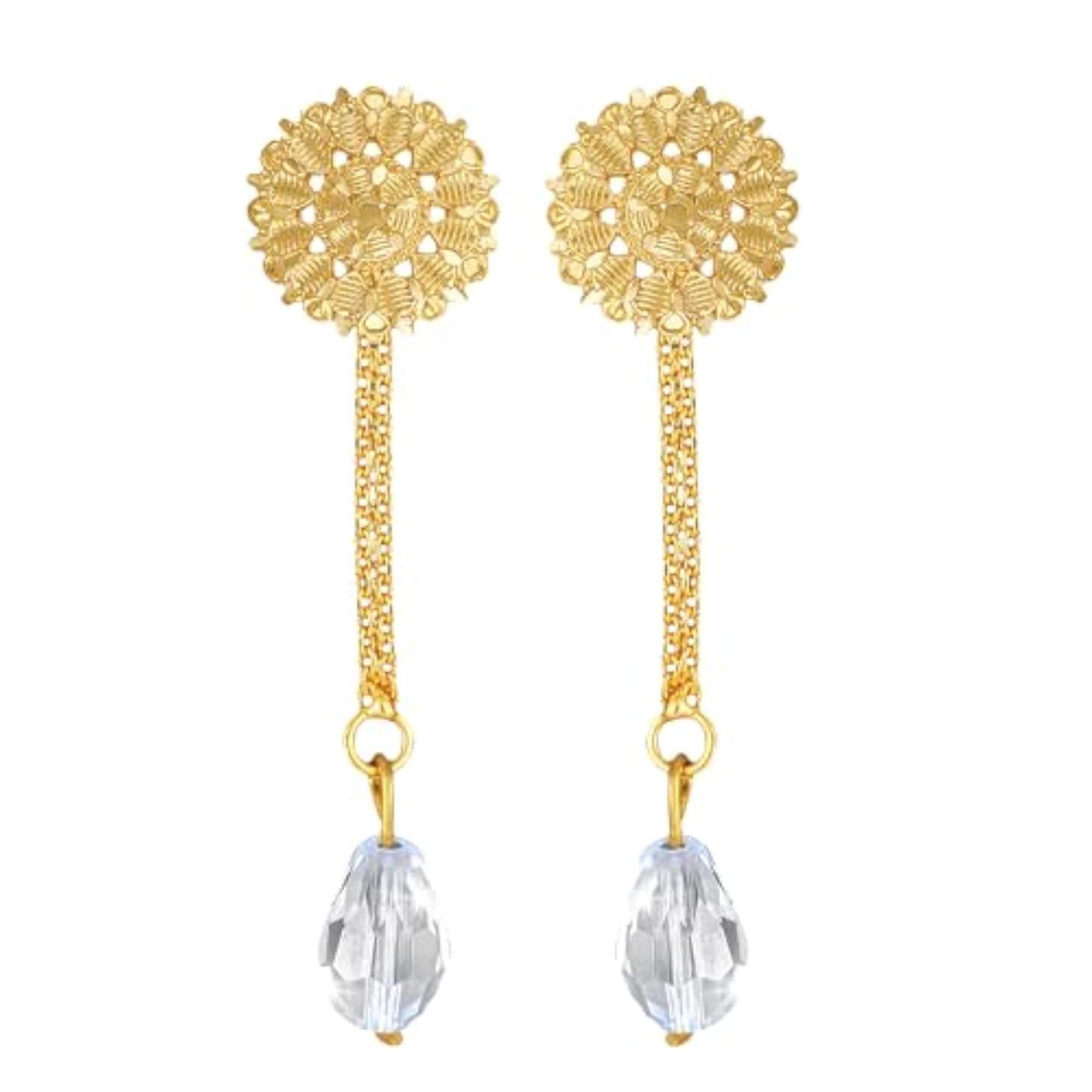 Women's CZ Stone Studded Premium 2 In One Removable Stud & Drop Combo Earrings