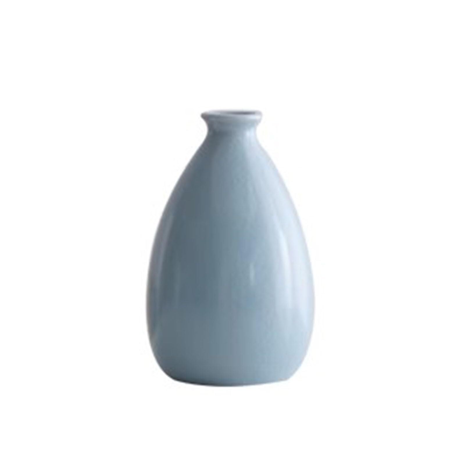 Entryway Decor Ceramic Farmhouse Vase Vintage Simple Decorative for Living Room Unique House Gifts(Blue a,8 * 8 * 14CM)