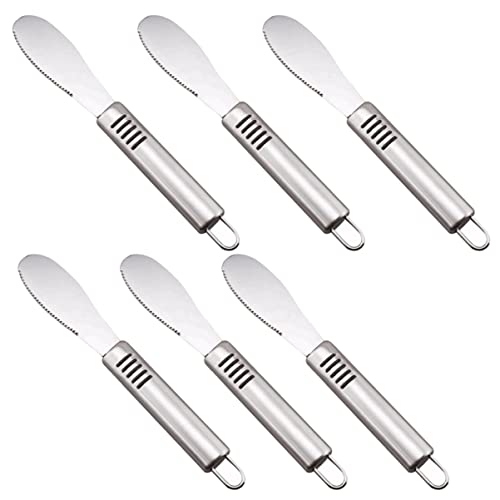 6pcs Stainless Steel Butter Knife Cream Cheese Spreader Dessert Cheese Spreader Straight Wide Butter Spreader Cream Knife Jam Spreader Stainless Steel Butter Spreader Silver NAMOARLY