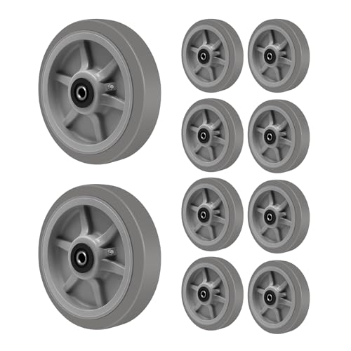 8 Inch Caster Wheels- Heavy Duty Casters, Rubber Wheels with up to 900LB Capacity Per Wheel for Hotel, Hospital and School Carts (10 Pack)