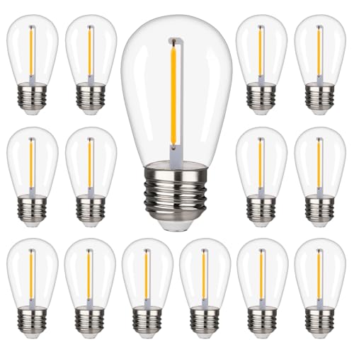 Bombilla LED S14 resistente al agua, inastillable, cadena de bombillas de 1 W igual a 10 W incandescentes, bombillas de repuesto S14 para exteriores, adecuadas para patio, jardines, habitación. Blanco