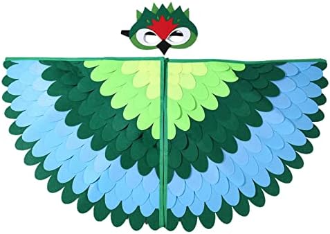 MYHJL 38 Inches Owl Peacock Wings Bird Felt Costume Bird Shawl Felt Cape with Mask Party Cosplay Costume for Kids (B1)