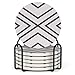 Lifver 6 Piece Absorbent Stone Coaster Set With Holder,Drink Spills Coasters, Grey-Lines