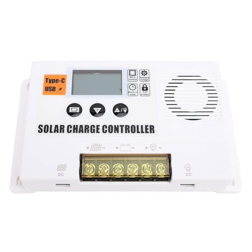 GOWENIC Controlador de Carga Solar, Adaptación Automática de 12V 24 V Regulador de Paneles Solares de Ahorro de Energía para el de Cuadrícula OFF (80A)
