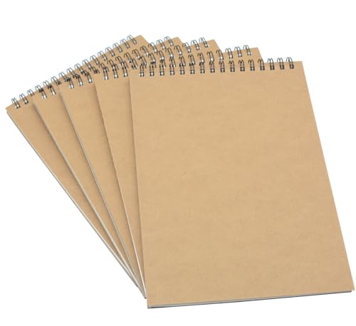 5 Pcs A5 Sketchbook, Top Bound Spiral Sketch Pads, 30 Sheets (60 Pages) 120 GSM Thicken Paper, for Art Painting and Drawing (A5)
