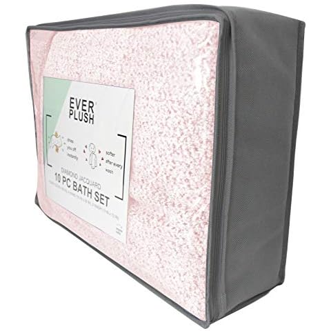 Everplush 10pc Towel Set, 10-pc (4 Bath/4 Hand/2 Face), Pink Cover