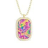 Art Psychedelic Colorful Women Pendant Necklace Diamond Jewelry Tag Necklaces Alloy Charm