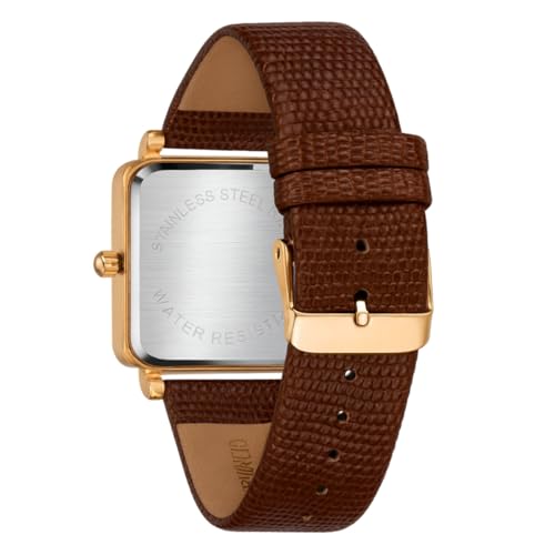 Image of Poshi Sanda Premium White Sqaure Dial Watch | 220mm Black Leather Strap Quartz Watch for Women