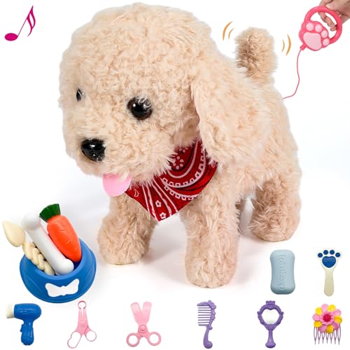 GOBRILLFUN Interaktiver Plüschwelpe mit Lauf-, Bell- und Schwanzwedelfunktion, inklusive Pflegeset, Mädchen und Jungen, Kinder im Alter von 3, 4, 5, 6 Jahren (Gold) GOBRILLFUN Interaktiver Plüschwelpe mit Lauf-, Bell- und Schwanzwedelfunktion, inklusive Pflegeset, Mädchen und Jungen, Kinder im Alter von 3, 4, 5, 6 Jahren (Gold)