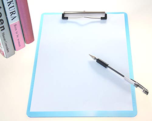 6er Klemmbrett A4 mit gummierter Metalklemme, Schreibbrett DIN A4 mit Aufhängeose, Pad Halter Clipboard - Transparent Kunststoff - Schreibblock Set mit 6 Farben - TKD8000