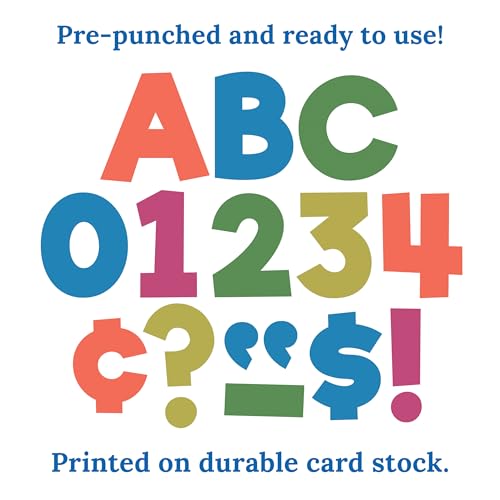 Image of Carson Dellosa Woodland Brights 219-Piece Prepunched Bulletin Board Decorations, 4 inch Colorful Letters, Numbers, and Symbols for Party, Back to School Decorations, and Classroom Decor