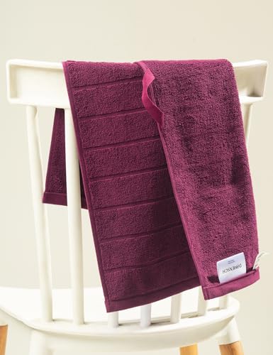 Image of DAMENSCH 100% Cotton Hand Towel, Super Soft Gym Towel for Men Workout, Ultra Absorbent Kitchen Towels Cotton, Quick Dry, Long Lasting Colours Hand Towel Set-Midday Maroon
