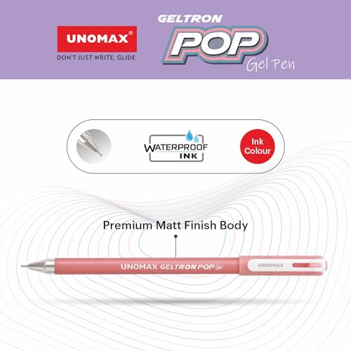 Image of UNOMAX Geltron Pop Gel Pen Red Pack of 20 | Elevate Your Writing Experience: Smooth Writing, Matt Finish Body, Super Smooth Writing, Waterproof Ink Technology,Exam-Friendly