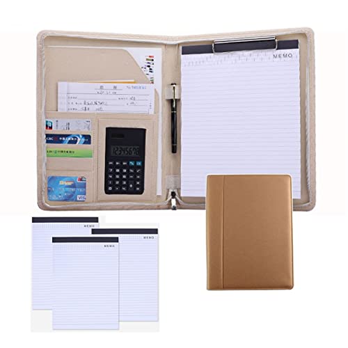 Porte-document A4 en similicuir gold avec classeur et bloc-notes