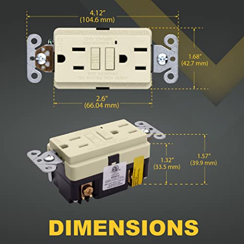 Faith 15A Gfci Outlet, Tamper-Resistant Gfi Duplex Receptacles With Led Indicator, Self-Test Ground Fault Circuit Interrupter With Wall Plate, Etl Listed #TOP3
