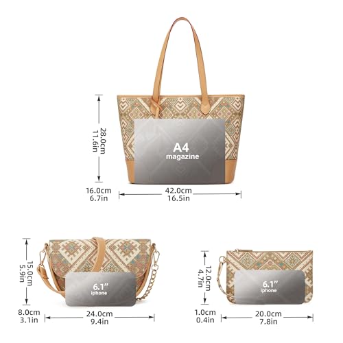 Image of Women Fashion Synthetic Leather Handbags Tote Bag Shoulder Bag Top Handle Satchel Purse Set