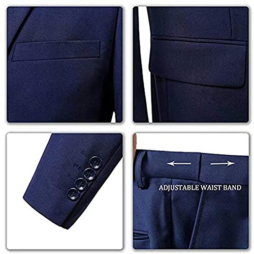 Image of Furuyal Men's Suits 3 Piece Slim Fit Suit Set,Two Button Wedding Business Tuxedo Solid Blazer Jacket Vest Pants with Tie